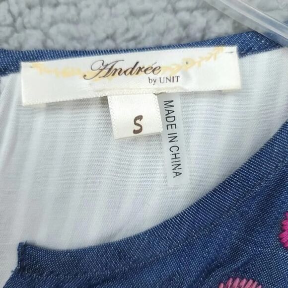 Andree Striped Floral Embroidered A-Line Dress Small - Picture 9 of 9